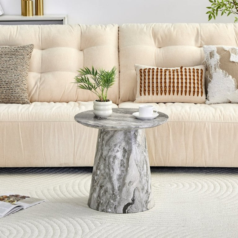 English Elm Grey Wood Grain Round MDF Accent Table Compact Side Piece for Living Spaces W1512P561238