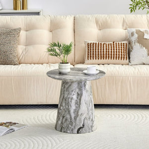 English Elm Grey Wood Grain Round MDF Accent Table Compact Side Piece for Living Spaces W1512P561238