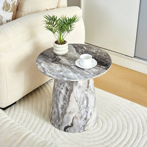 English Elm Grey Wood Grain Round MDF Accent Table Compact Side Piece for Living Spaces W1512P561238
