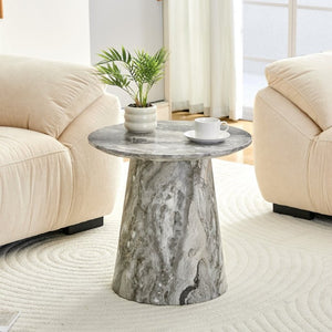 English Elm Grey Wood Grain Round MDF Accent Table Compact Side Piece for Living Spaces W1512P561238