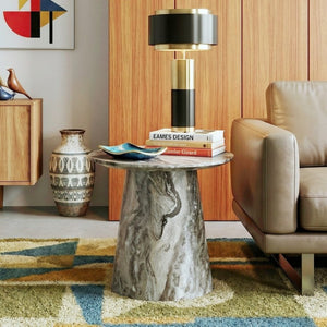 English Elm Grey Wood Grain Round MDF Accent Table Compact Side Piece for Living Spaces W1512P561238