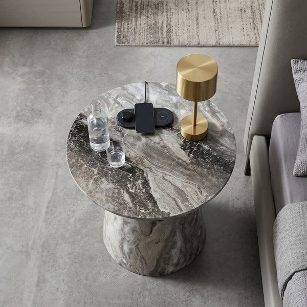 English Elm Grey Wood Grain Round MDF Accent Table Compact Side Piece for Living Spaces W1512P561238