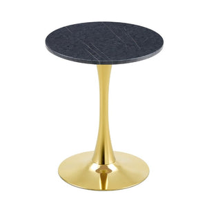 English Elm Round Faux Marble Tulip Bistro Table Mid Century Pedestal Base for Compact Dining W1512P561392