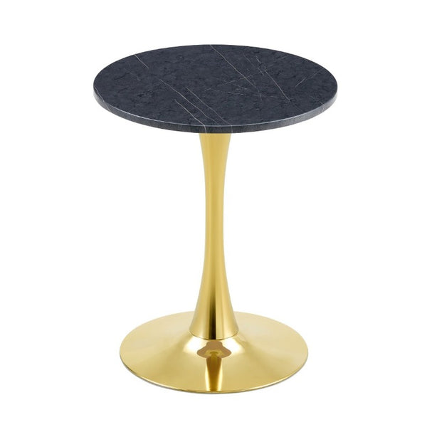 English Elm Round Faux Marble Tulip Bistro Table Mid Century Pedestal Base for Compact Dining W1512P561392