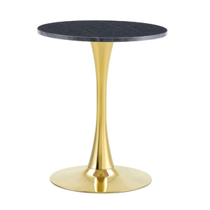 English Elm Round Faux Marble Tulip Bistro Table Mid Century Pedestal Base for Compact Dining W1512P561392