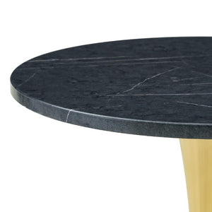 English Elm Round Faux Marble Tulip Bistro Table Mid Century Pedestal Base for Compact Dining W1512P561392