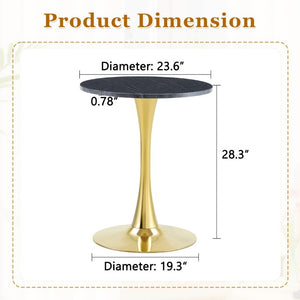 English Elm Round Faux Marble Tulip Bistro Table Mid Century Pedestal Base for Compact Dining W1512P561392