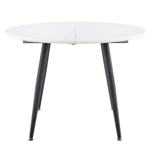English Elm Using a Telescopic Round MDF Top and Black Metal Legs for Modern Dining Flexibility Black/White L x W x 30 H W1512P588632
