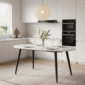 English Elm Using a Telescopic Round MDF Top and Black Metal Legs for Modern Dining Flexibility Black/White L x W x 30 H W1512P588632