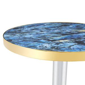 English Elm Using a Telescopic Round MDF Top and Black Metal Legs for Modern Dining Flexibility Blue+Gold/Silver 23.6 x 23.6 x 29 H W1512P588635
