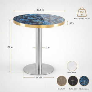 English Elm Using a Telescopic Round MDF Top and Black Metal Legs for Modern Dining Flexibility Blue+Gold/Silver 23.6 x 23.6 x 29 H W1512P588635