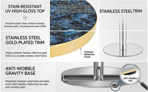 English Elm Using a Telescopic Round MDF Top and Black Metal Legs for Modern Dining Flexibility Blue+Gold/Silver 23.6 x 23.6 x 29 H W1512P588635