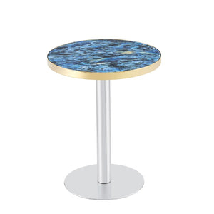 English Elm Using a Telescopic Round MDF Top and Black Metal Legs for Modern Dining Flexibility Blue+Gold/Silver 23.6 x 23.6 x 29 H W1512P588635