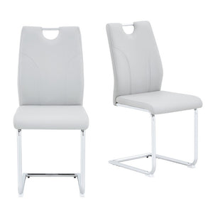 English Elm Modern Faux Leather Cantilever Dining Chairs with Chrome Base and Ergonomic High Back Grey W1512P588644