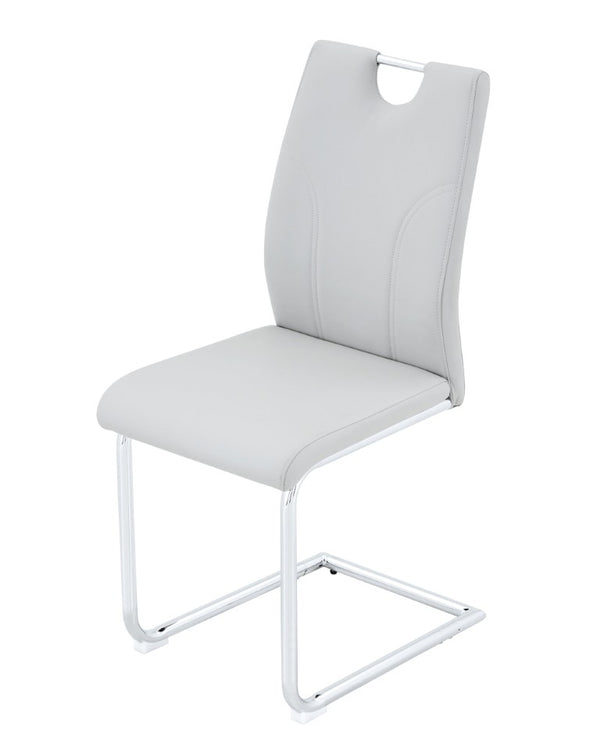 English Elm Modern Faux Leather Cantilever Dining Chairs with Chrome Base and Ergonomic High Back Grey W1512P588644