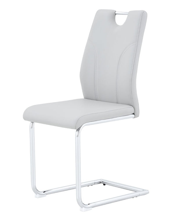 English Elm Modern Faux Leather Cantilever Dining Chairs with Chrome Base and Ergonomic High Back Grey W1512P588644