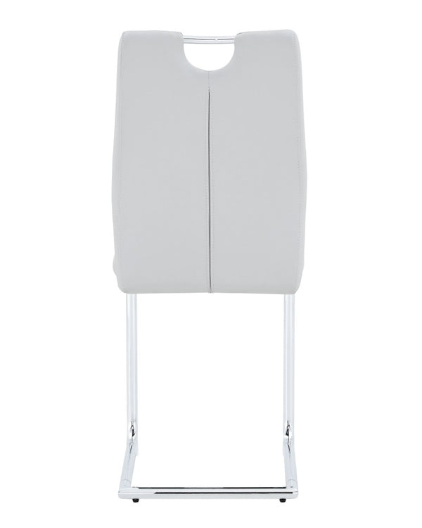 English Elm Modern Faux Leather Cantilever Dining Chairs with Chrome Base and Ergonomic High Back Grey W1512P588644
