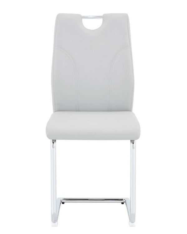 English Elm Modern Faux Leather Cantilever Dining Chairs with Chrome Base and Ergonomic High Back Grey W1512P588644