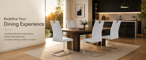 English Elm Modern Faux Leather Cantilever Dining Chairs with Chrome Base and Ergonomic High Back Grey W1512P588644