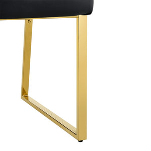 English Elm White PU Leather Dining Chairs Ergonomic Cushioned Seats with Silver Metal Legs Set Black+Gold 21.5 L x 17.2 W x 35.7 H W1512P588759