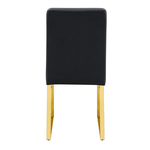 English Elm White PU Leather Dining Chairs Ergonomic Cushioned Seats with Silver Metal Legs Set Black+Gold 21.5 L x 17.2 W x 35.7 H W1512P588759