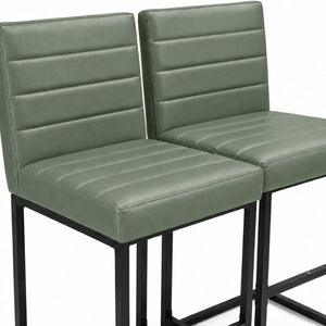 English Elm 25.6 Inch Counter Stools Set of 2 PU Cushioned Modern Metal Seating for Kitchen Island W1512P589800