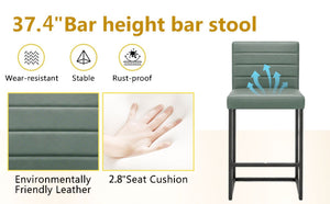 English Elm 25.6 Inch Counter Stools Set of 2 PU Cushioned Modern Metal Seating for Kitchen Island W1512P589800