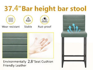 English Elm 25.6 Inch Counter Stools Set of 2 PU Cushioned Modern Metal Seating for Kitchen Island W1512P589800