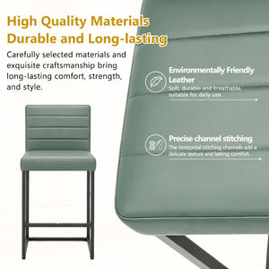 English Elm 25.6 Inch Counter Stools Set of 2 PU Cushioned Modern Metal Seating for Kitchen Island W1512P589800