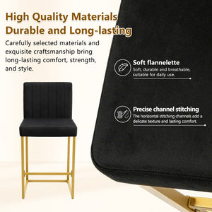English Elm 25.6 Inch Glam Velvet Counter Stools Set of 2 with Gold Legs for Kitchen Island Black and Gold W1512P597663