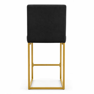 English Elm 25.6 Inch Glam Velvet Counter Stools Set of 2 with Gold Legs for Kitchen Island Black and Gold W1512P597663