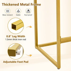English Elm 25.6 Inch Glam Velvet Counter Stools Set of 2 with Gold Legs for Kitchen Island Blue and Gold W1512P597673