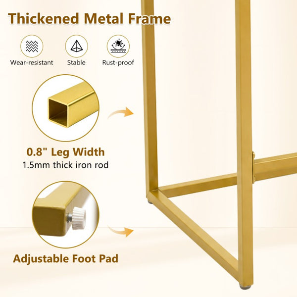 English Elm 25.6 Inch Glam Velvet Counter Stools Set of 2 with Gold Legs for Kitchen Island Blue and Gold W1512P597673