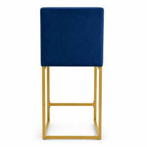 English Elm 25.6 Inch Glam Velvet Counter Stools Set of 2 with Gold Legs for Kitchen Island Blue and Gold W1512P597673