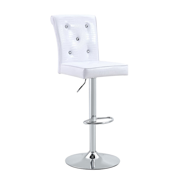 English Elm Modern Round Glass Top Pub Table Set Chrome Base Swivel Bistro Stools Lounge White W1512S00194