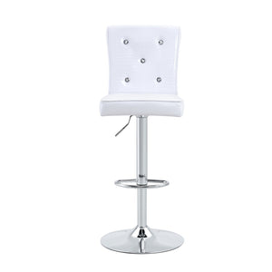 English Elm Modern Round Glass Top Pub Table Set Chrome Base Swivel Bistro Stools Lounge White W1512S00194