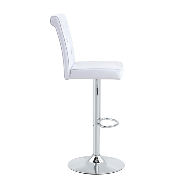 English Elm Modern Round Glass Top Pub Table Set Chrome Base Swivel Bistro Stools Lounge White W1512S00194