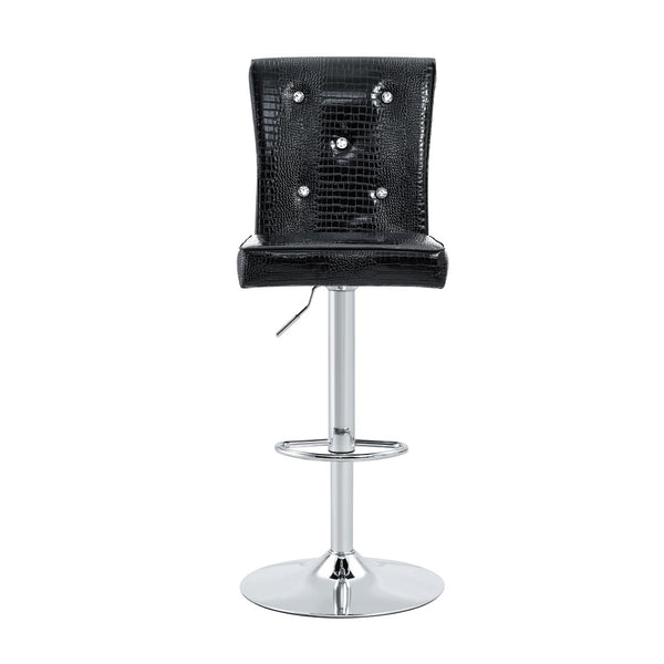 English Elm Modern Round Glass Top Pub Table Set Chrome Base Swivel Bistro Stools Lounge Black W1512S00195