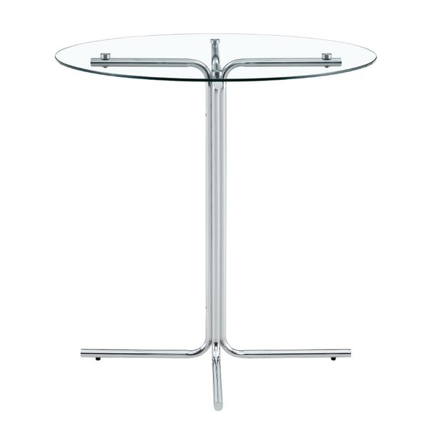 English Elm Modern Glass Top Bar Height Dining Set with Glam Crocodile Stools for Small Spaces W1512S00198