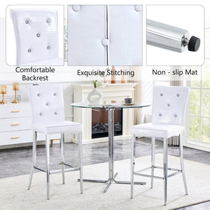 English Elm Modern Glass Top Bar Height Dining Set with Glam Crocodile Stools for Small Spaces W1512S00198