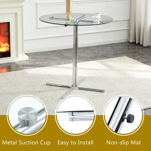 English Elm Modern Glass Top Bar Height Dining Set with Glam Crocodile Stools for Small Spaces W1512S00198