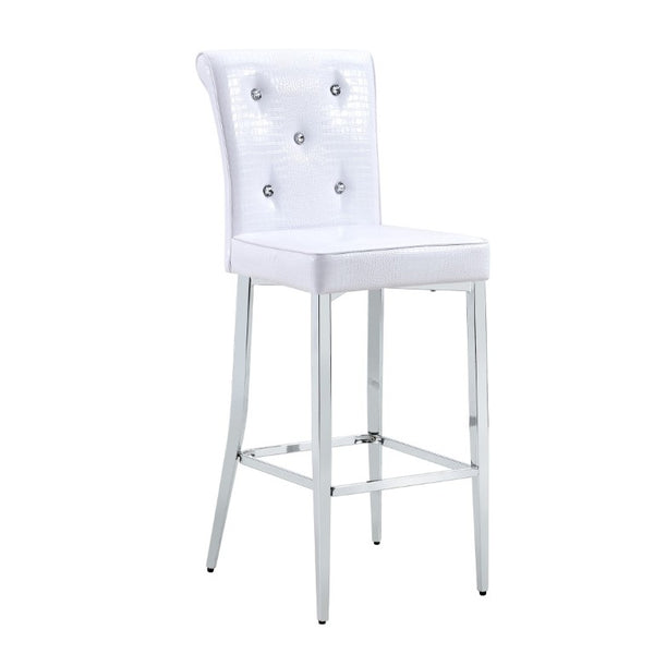English Elm Modern Glass Top Bar Height Dining Set with Glam Crocodile Stools for Small Spaces W1512S00198