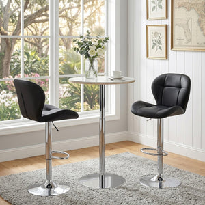 English Elm Adjustable Sintered Stone Bistro Set Round Pub Table with Swivel Pu Leather Stools W1512S00202
