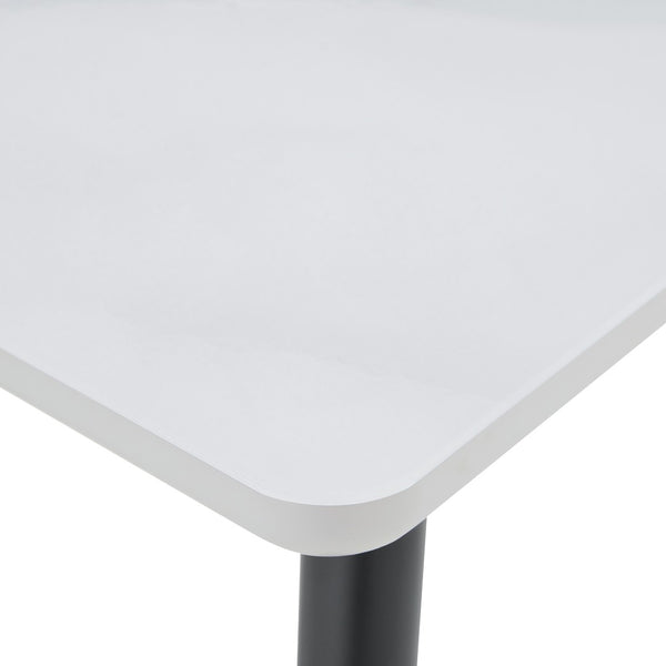 English Elm Modern Marble Texture Rectangular Dining Table with Tempered Glass Top and Tapered Metal Legs White+Black W1512S00238