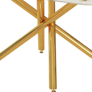 English Elm 63X35.4 Rectangular Marble Glass Dining Table Gold Fork Legs Seats Six Glam Modern W1512S00243