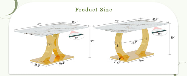 English Elm 30 Inch Tempered Glass Dining Table Marble Texture Top Convertible Metal Base Seats Six W1512S00248