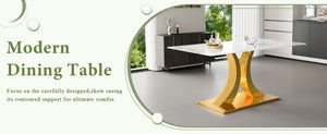 English Elm 30 Inch Tempered Glass Dining Table Marble Texture Top Convertible Metal Base Seats Six W1512S00248