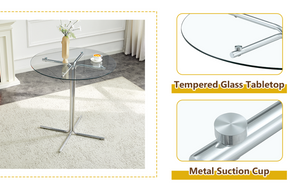 English Elm Round Tempered Glass Pub Set Gold Metal Frame Swivel Adjustable Stools Home Bar White+Silver W1512S00251
