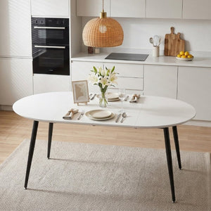 English Elm Pull Out Extendable Round Dining Set with MDF Top Solid Wood Chairs Modern Minimalist W1512S00260
