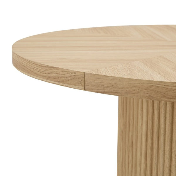 English Elm 47.2-Inch Round Walnut Pedestal Dining Table with Fluted Column Base and Built-In Storage W1512S00274